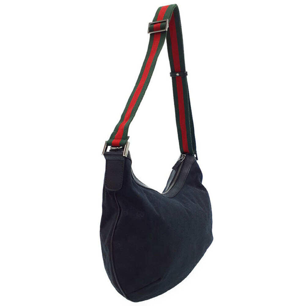 Gucci Black Black Bag Messenger Web Canvas GG